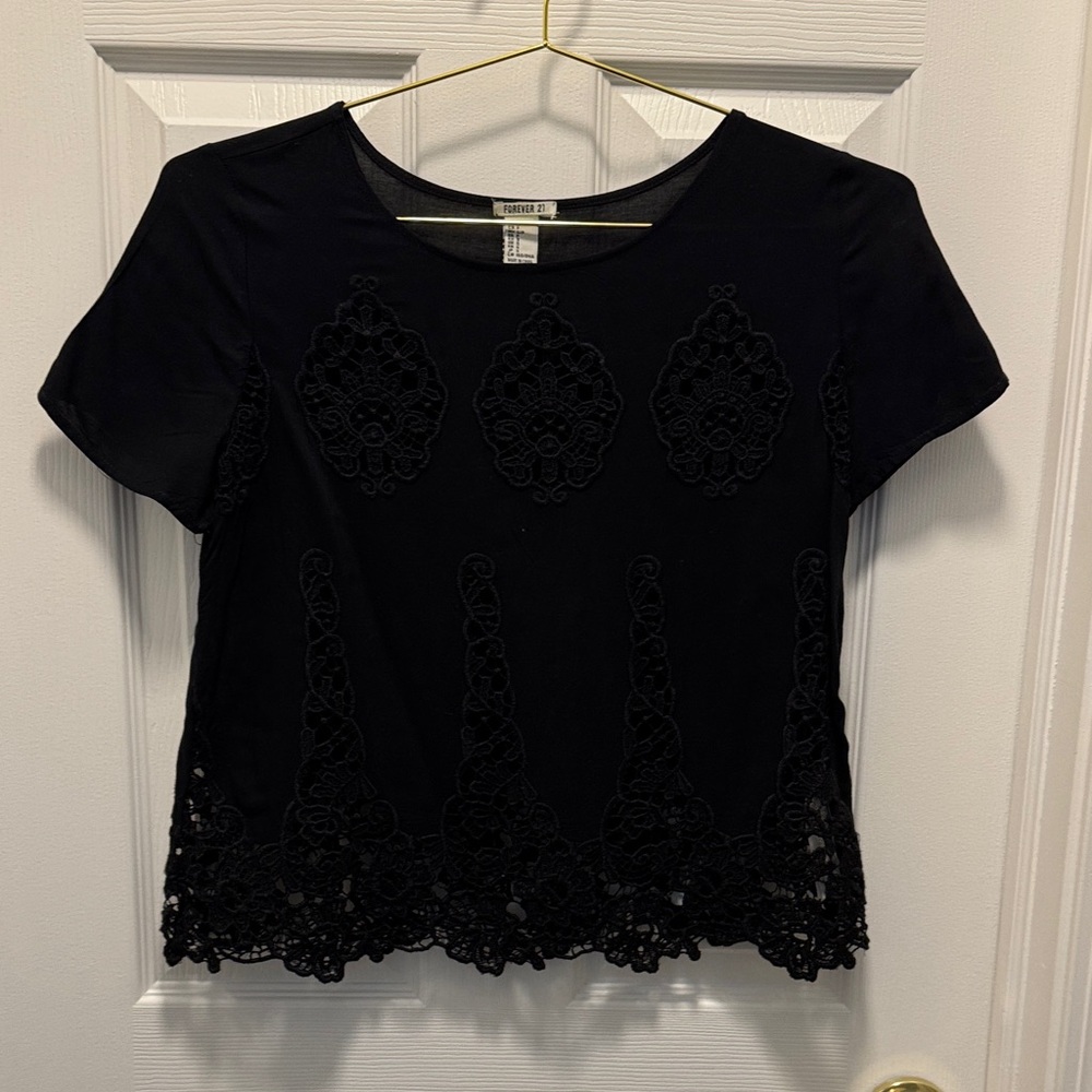*Forever 21 Black Embroidered Blouse